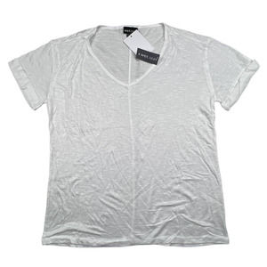 Wet Seal Women LARGE White V Neck Roll Tab Short Sleeve Lightweight Casual Top